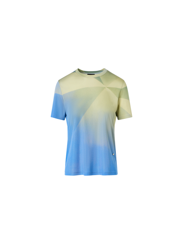 Designer Sunbeam Print Silk Jersey T-Shirt - blue - multicolor - yellow
