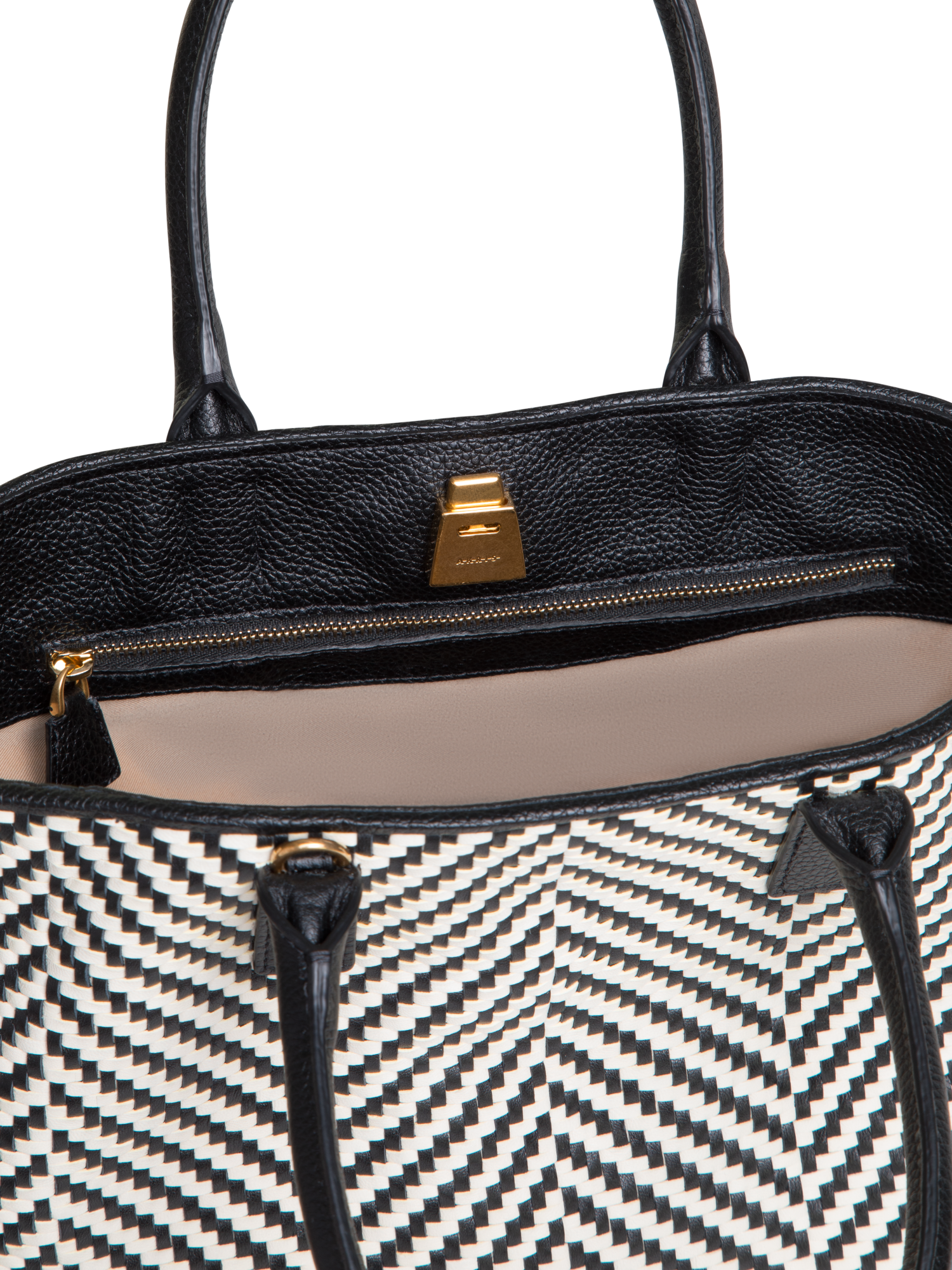 Designer Ai Small Top Handle Tote - neutral - black - multicolor - white