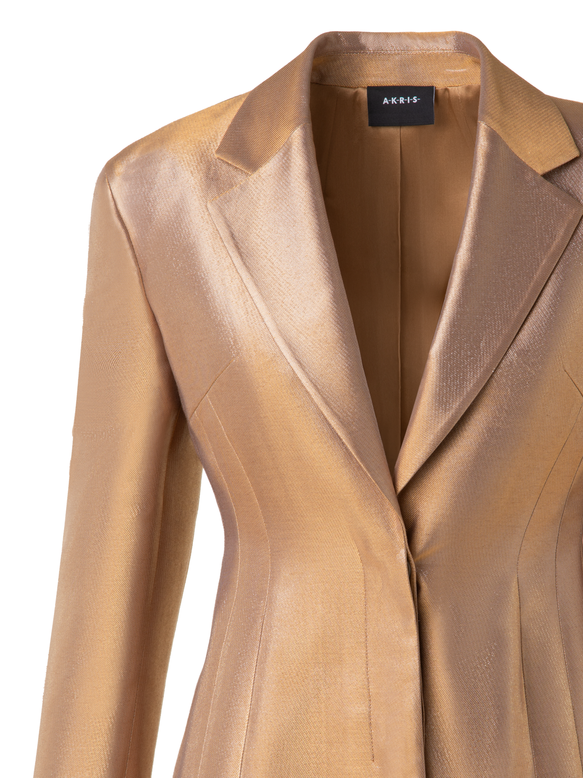 Designer Fitted Single Breasted Jacket in Golden Lurex - gold