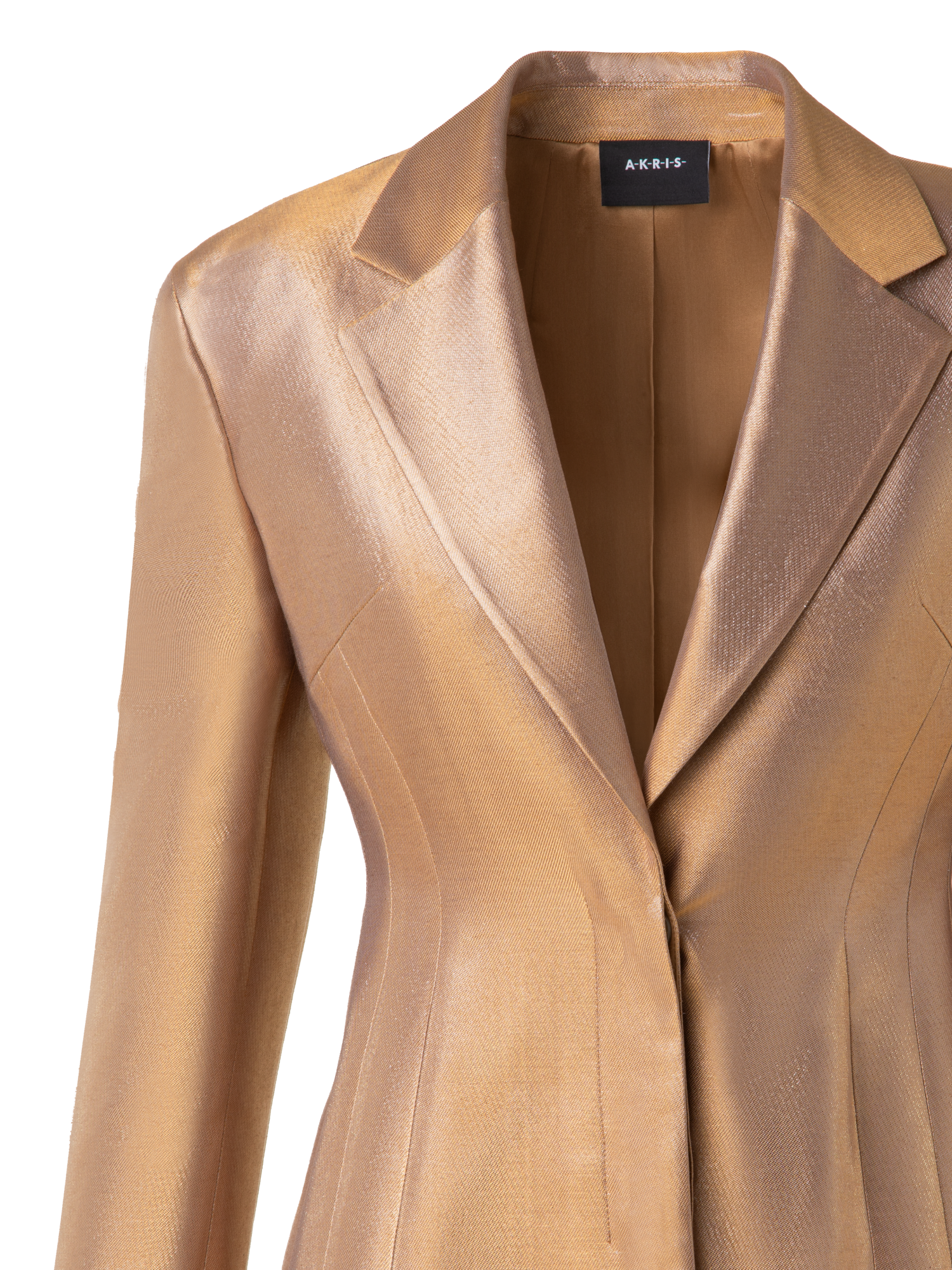 Designer Fitted Single Breasted Jacket in Golden Lurex - gold