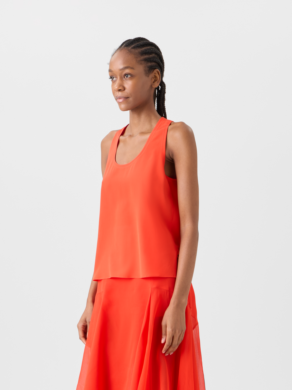 Designer Silk Georgette Tank Top - red #editorial