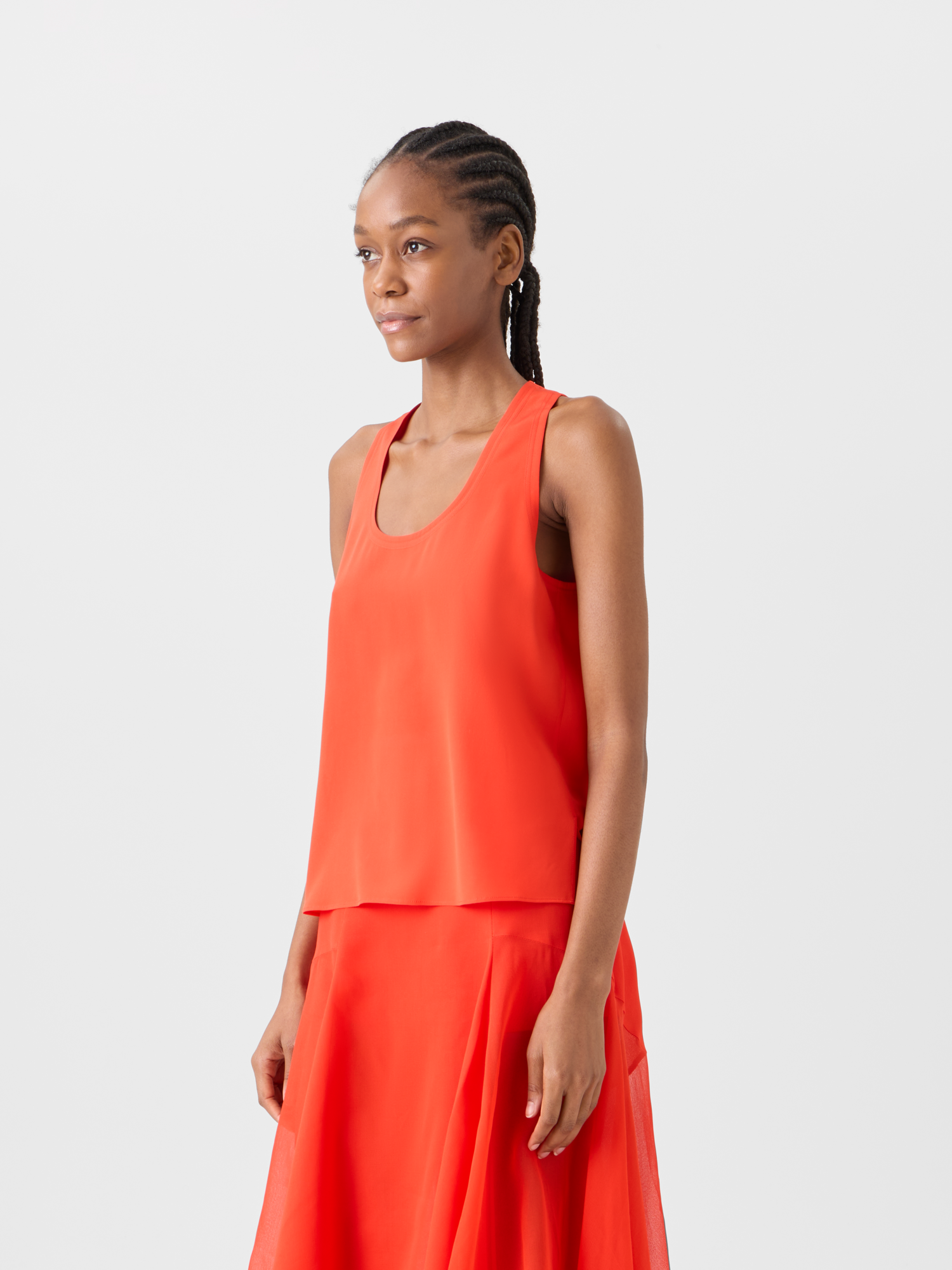 Designer Silk Georgette Tank Top - red 