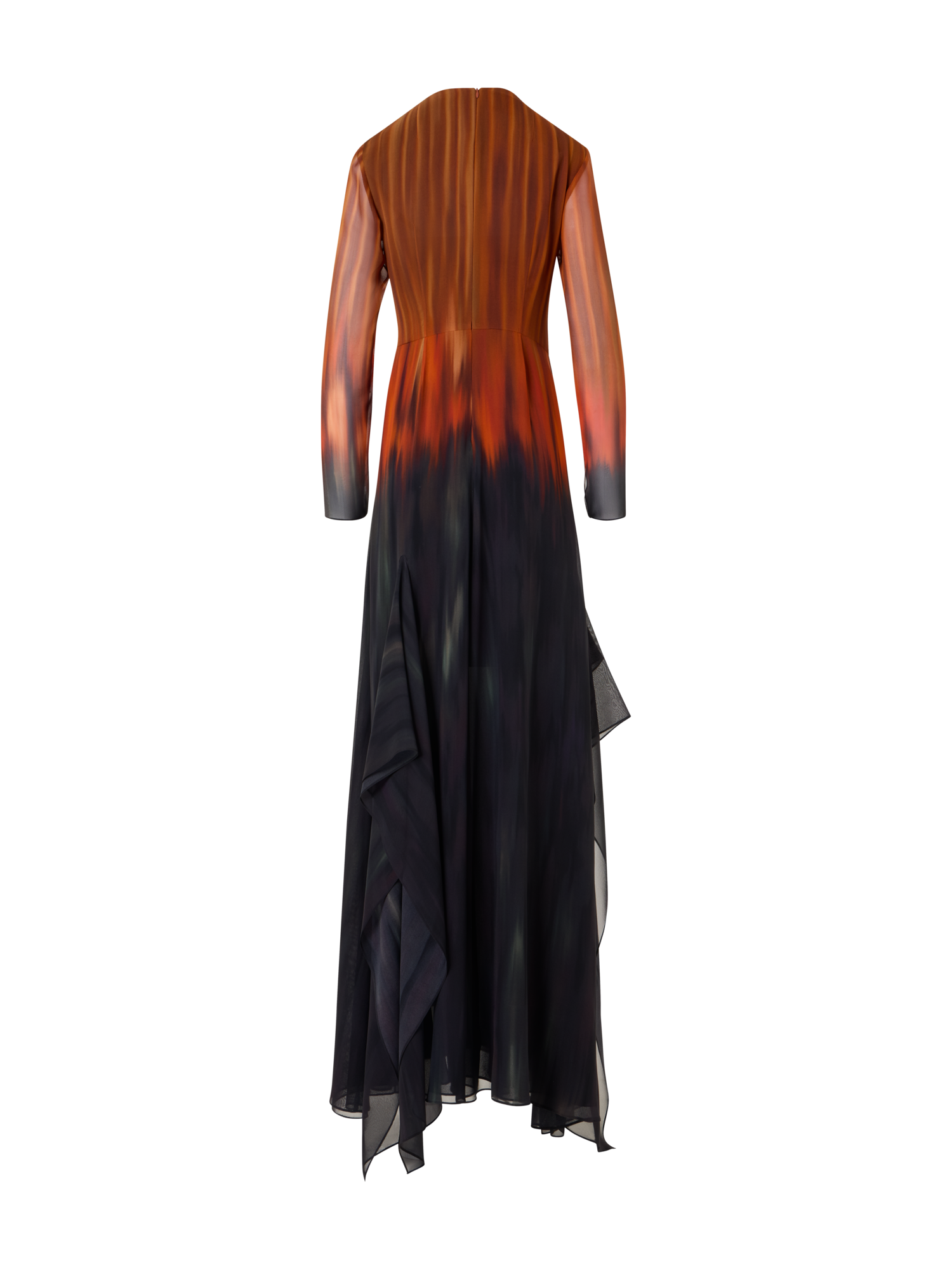 Designer Fuego Negro Print Gown in Silk Crêpe - multicolor