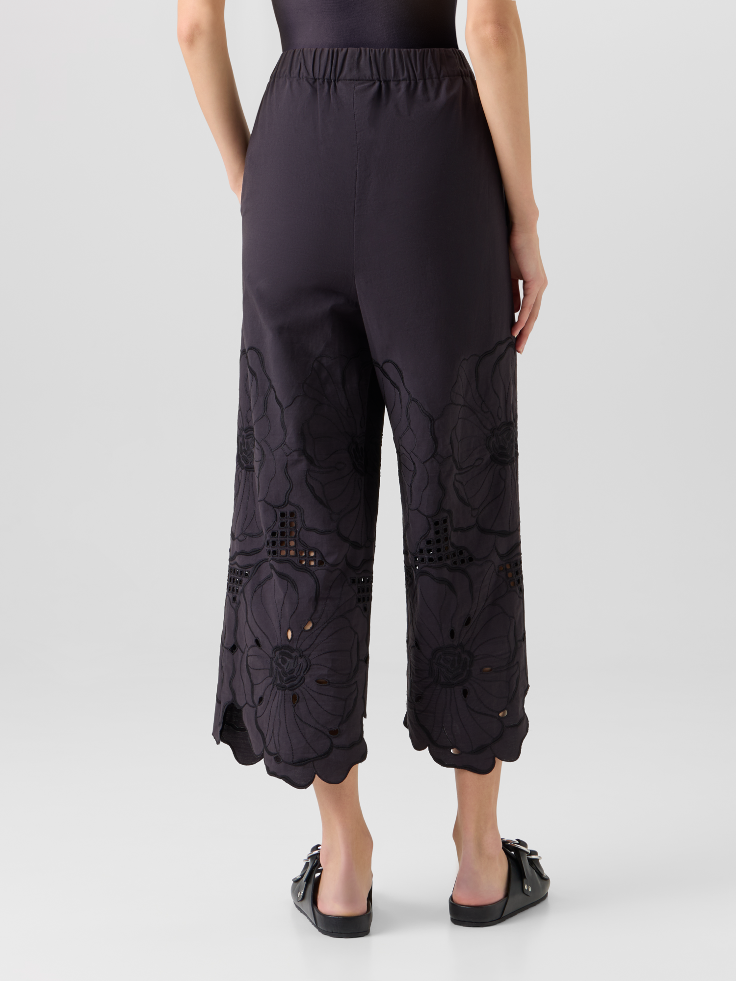 Designer Wide-Leg Pants Frey in Cotton Poplin - black 