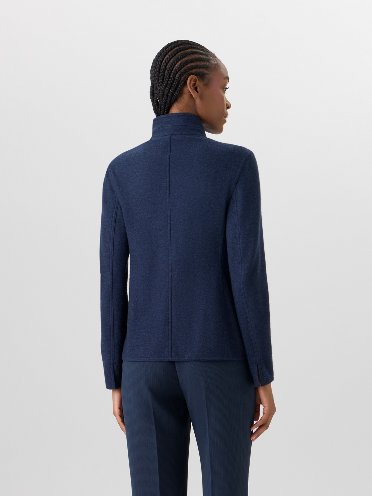 Designer Lima Short Jacket in Cashmere-Jersey - blue #editorial