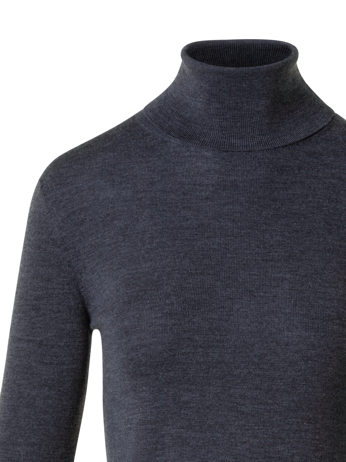 Designer Merino Wool Turtle Neck Pullover - neutral - grey