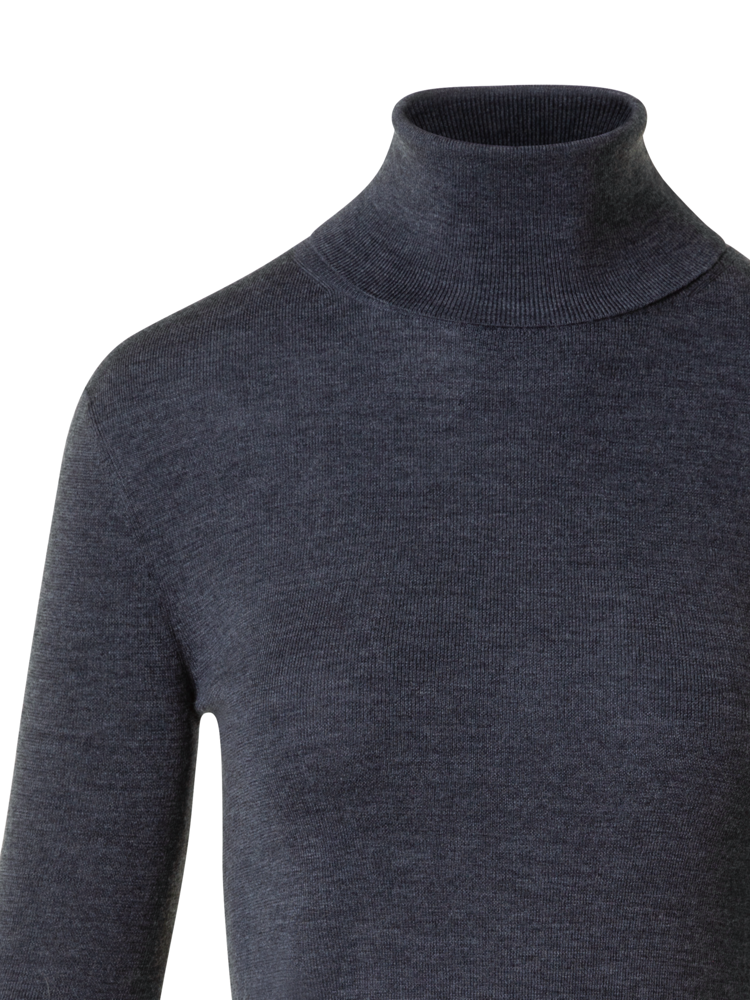 Designer Merino Wool Turtle Neck Pullover - neutral - grey