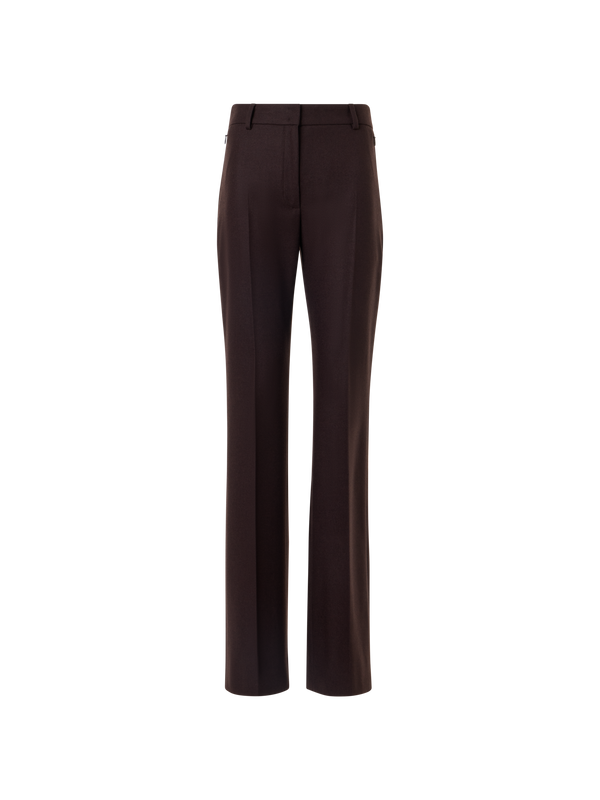 Designer Bootcut Pants in Wool Stretch Flannel - brown