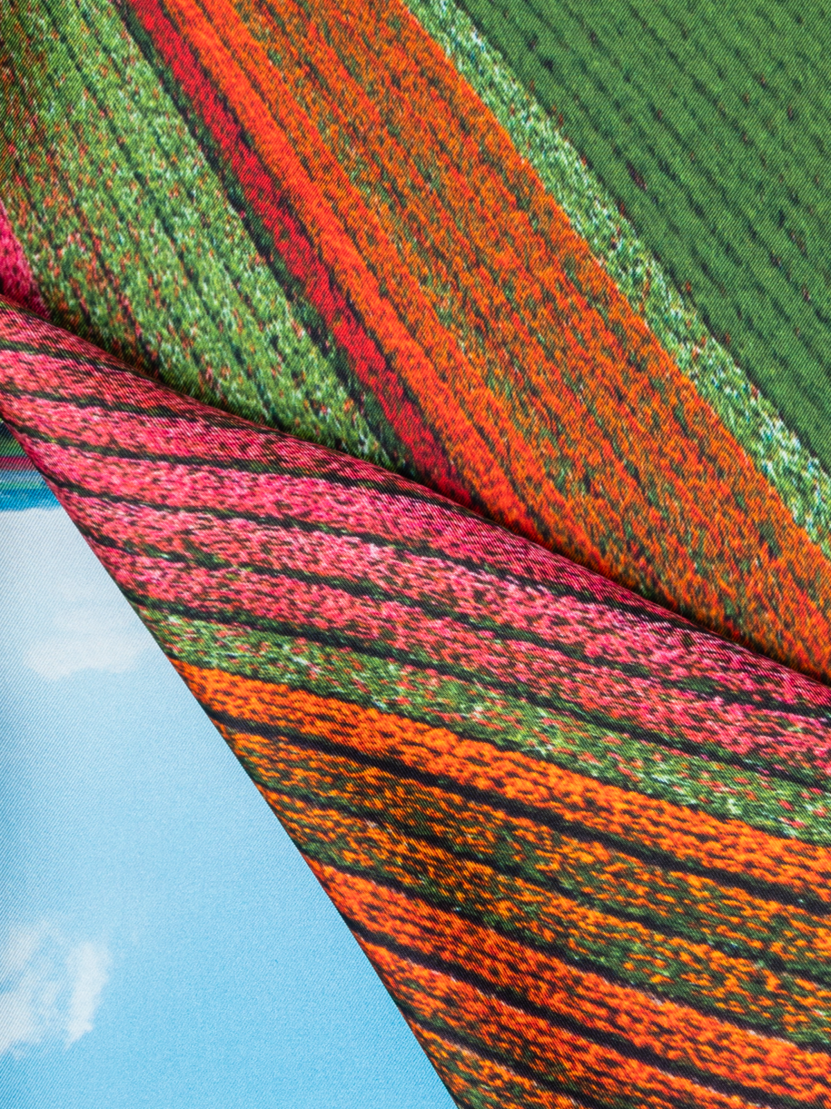 Designer Scarf in Silk with Wind Turbine Print - multicolor