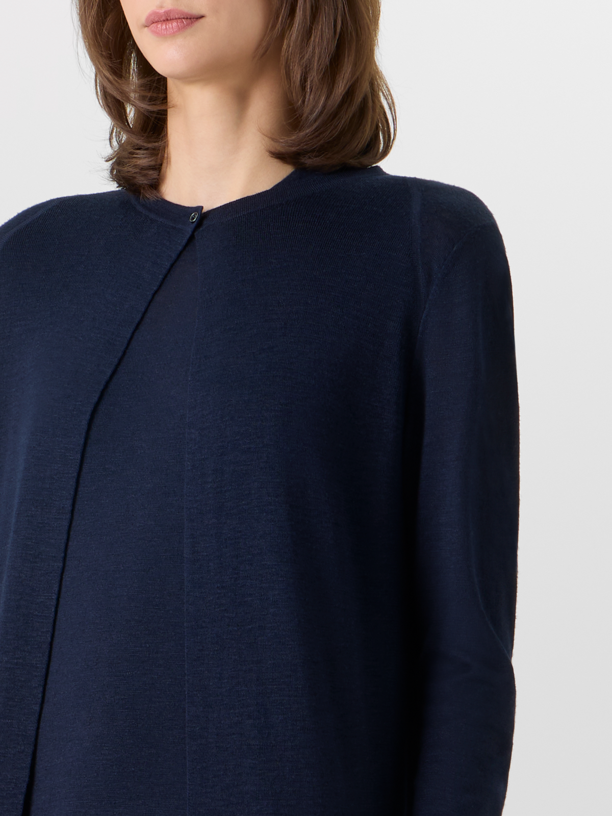 Designer Long-Sleeve Linen-Silk Knit Coat - navy #editorial