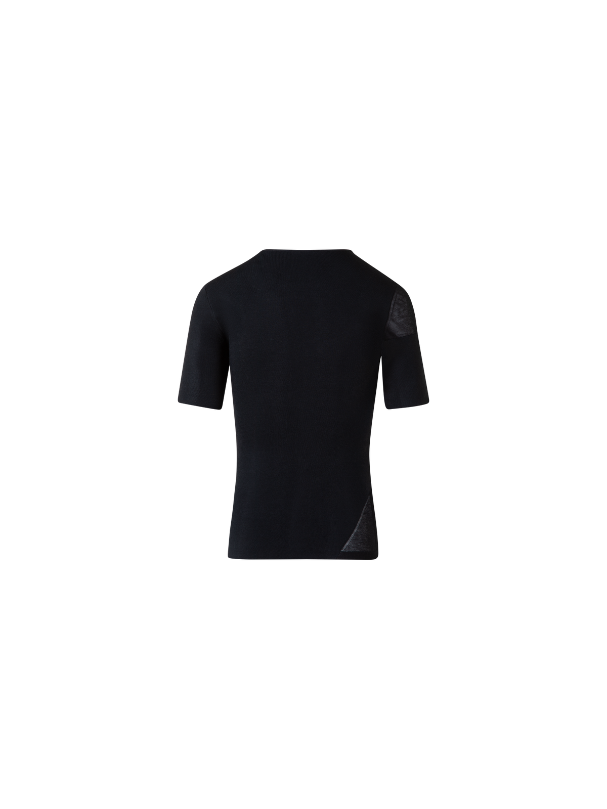 Designer Sheer Intarsia Knit Top in Silk Cotton Blend - black