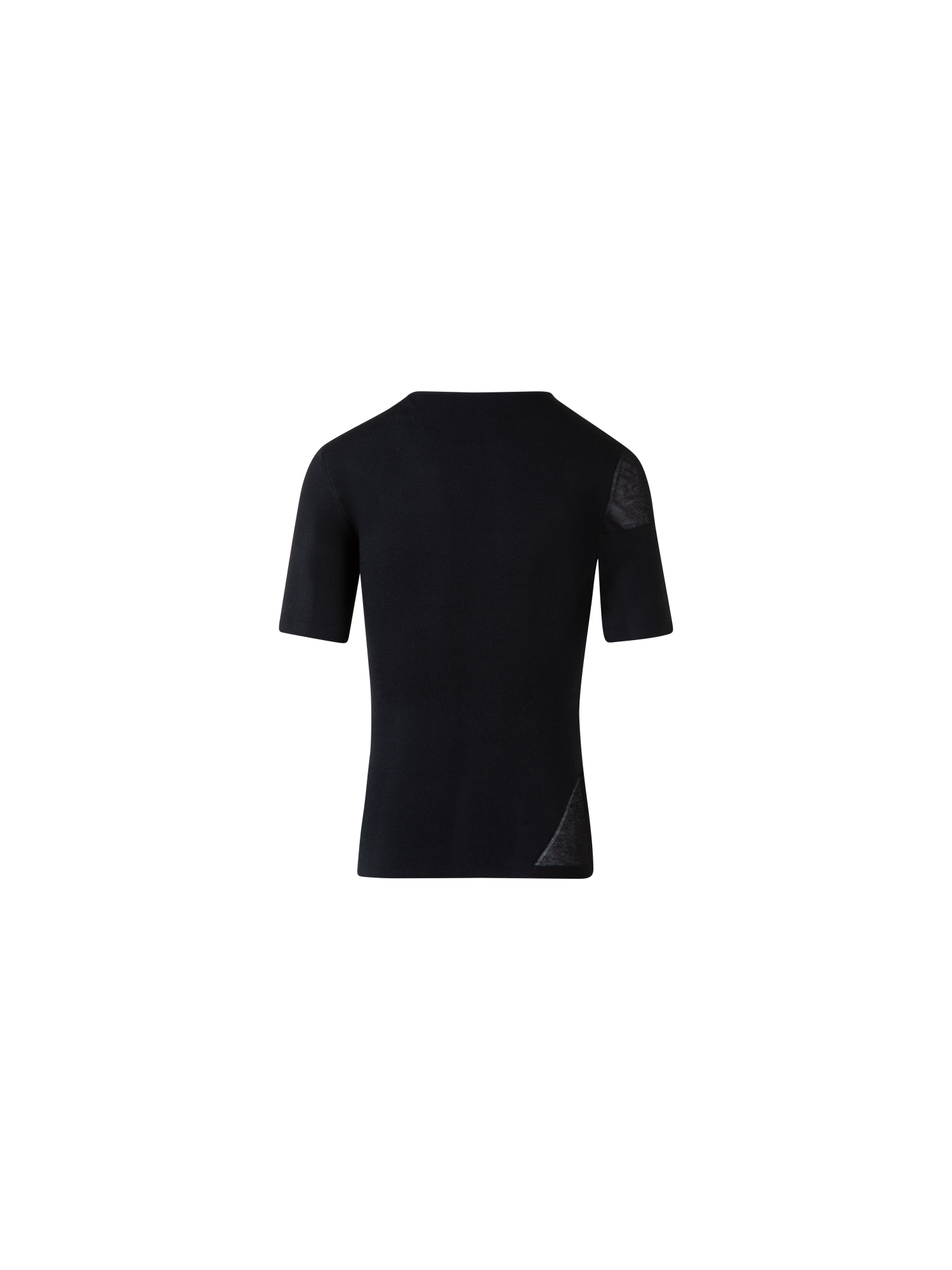 Designer Sheer Intarsia Knit Top in Silk Cotton Blend - black