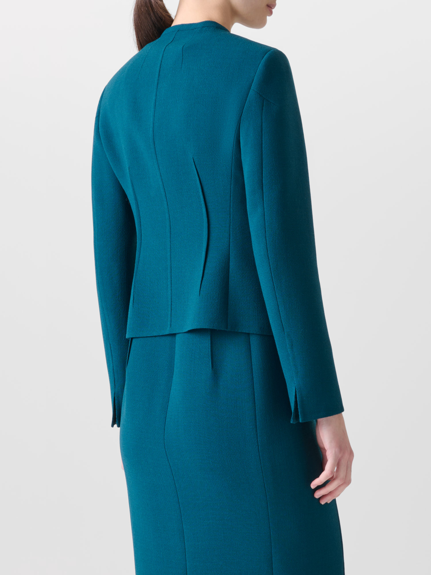 Designer Short Jacket in Wool Crêpe Double-Face - green 