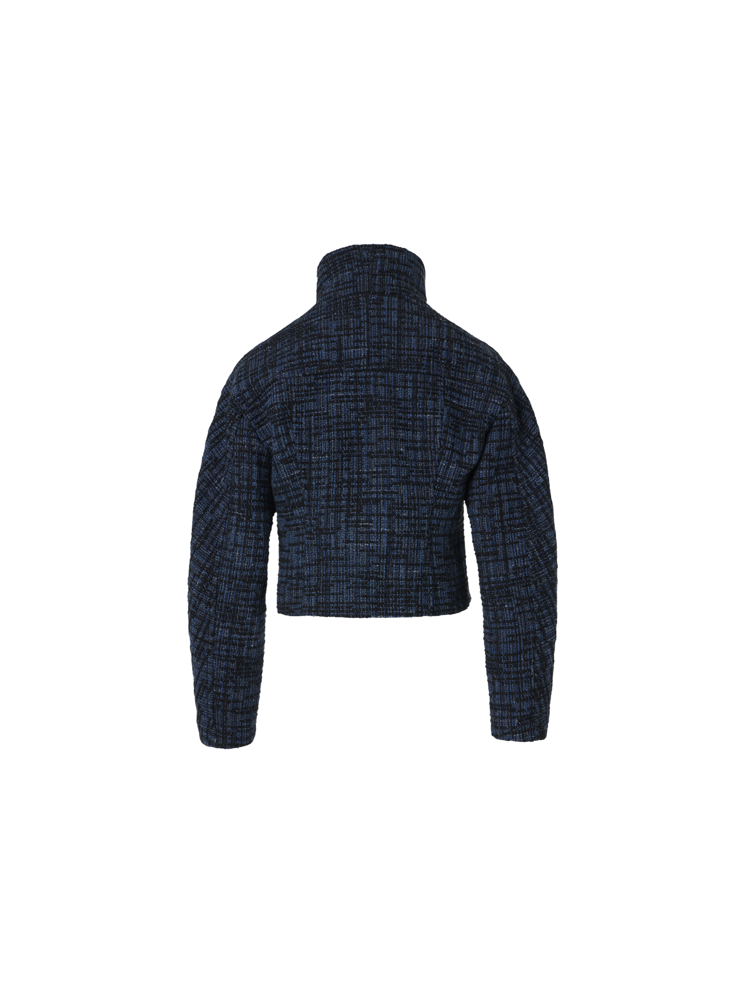 Designer Raw Denim Tweed Fitted Jacket - navy
