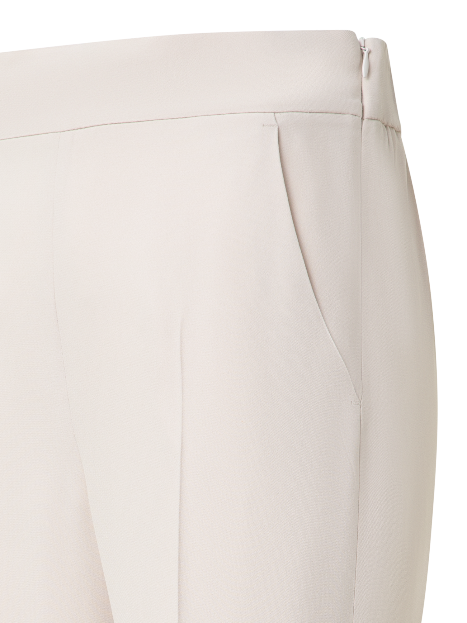 Designer Tapered Ankle Length Pants with Elastic Waist - neutral - ecru - beige - white