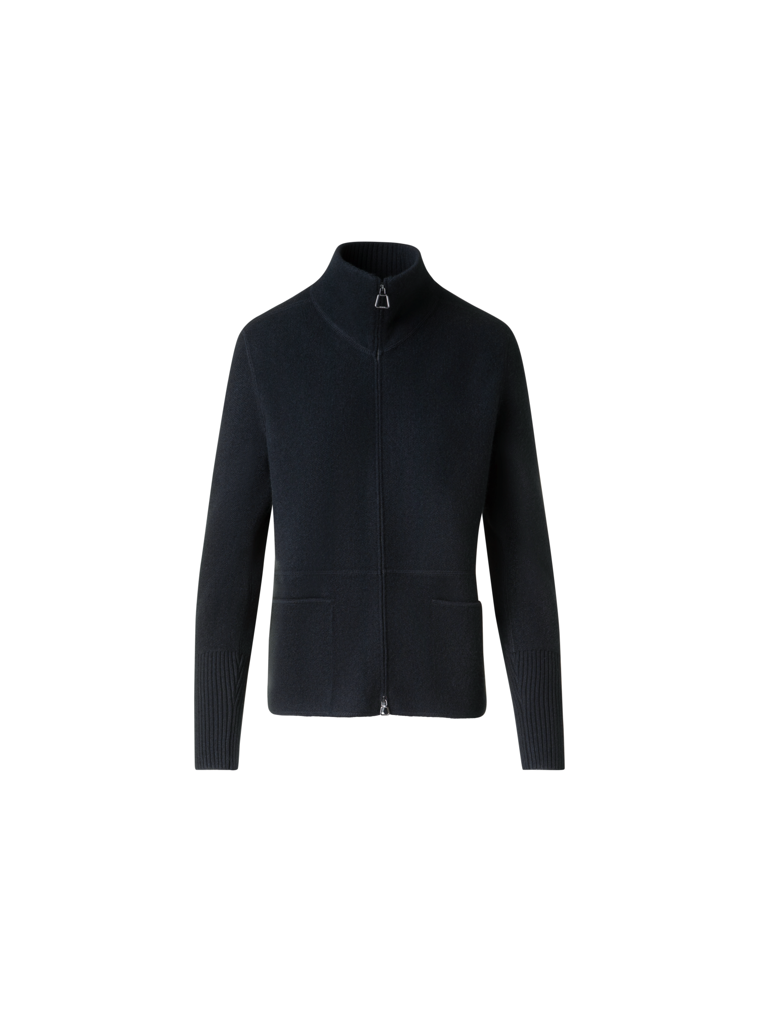 Designer Cardigan in Cashmere Pique Knit  - black