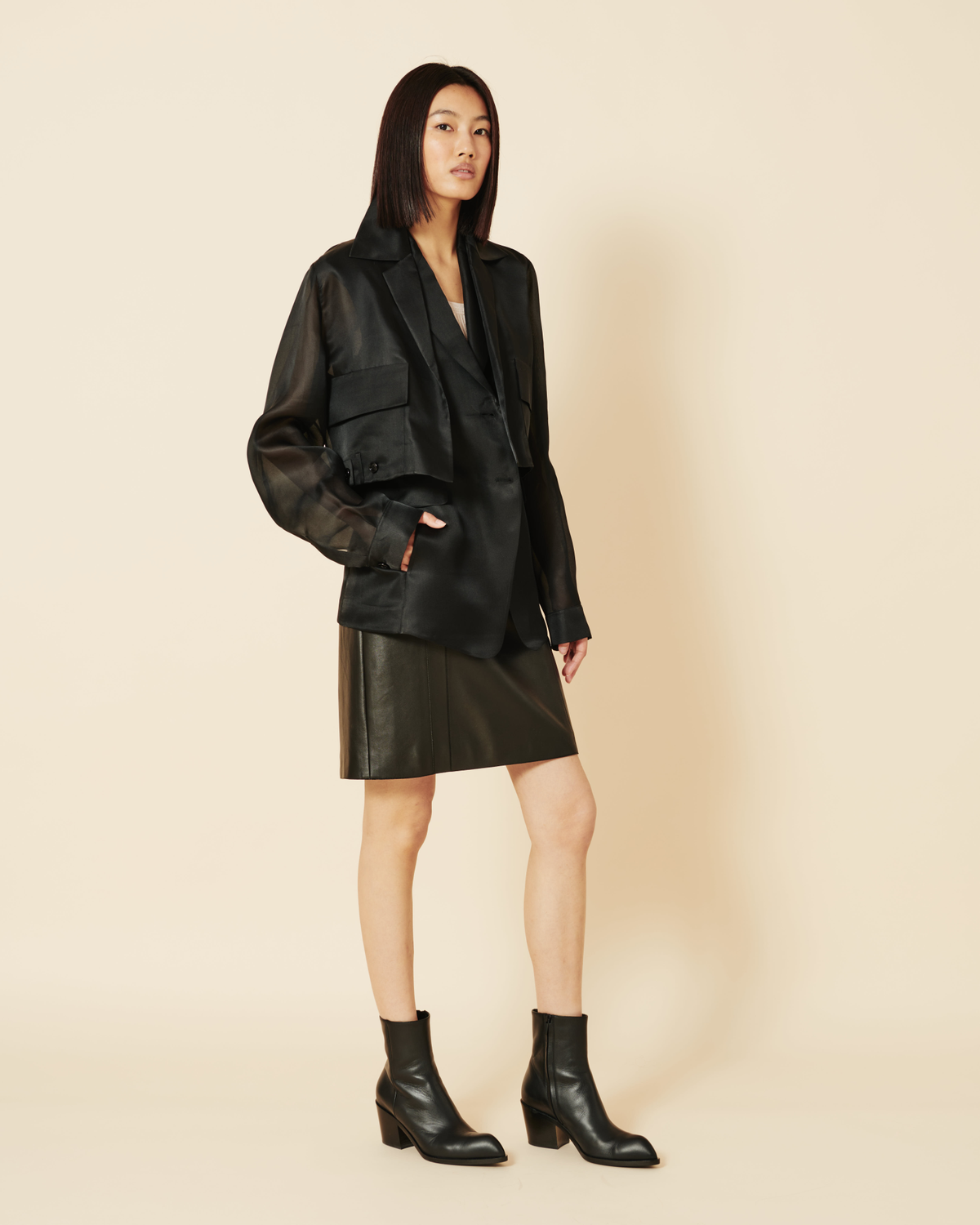 Designer Tailored Sheer Silk Gilet - black #editorial