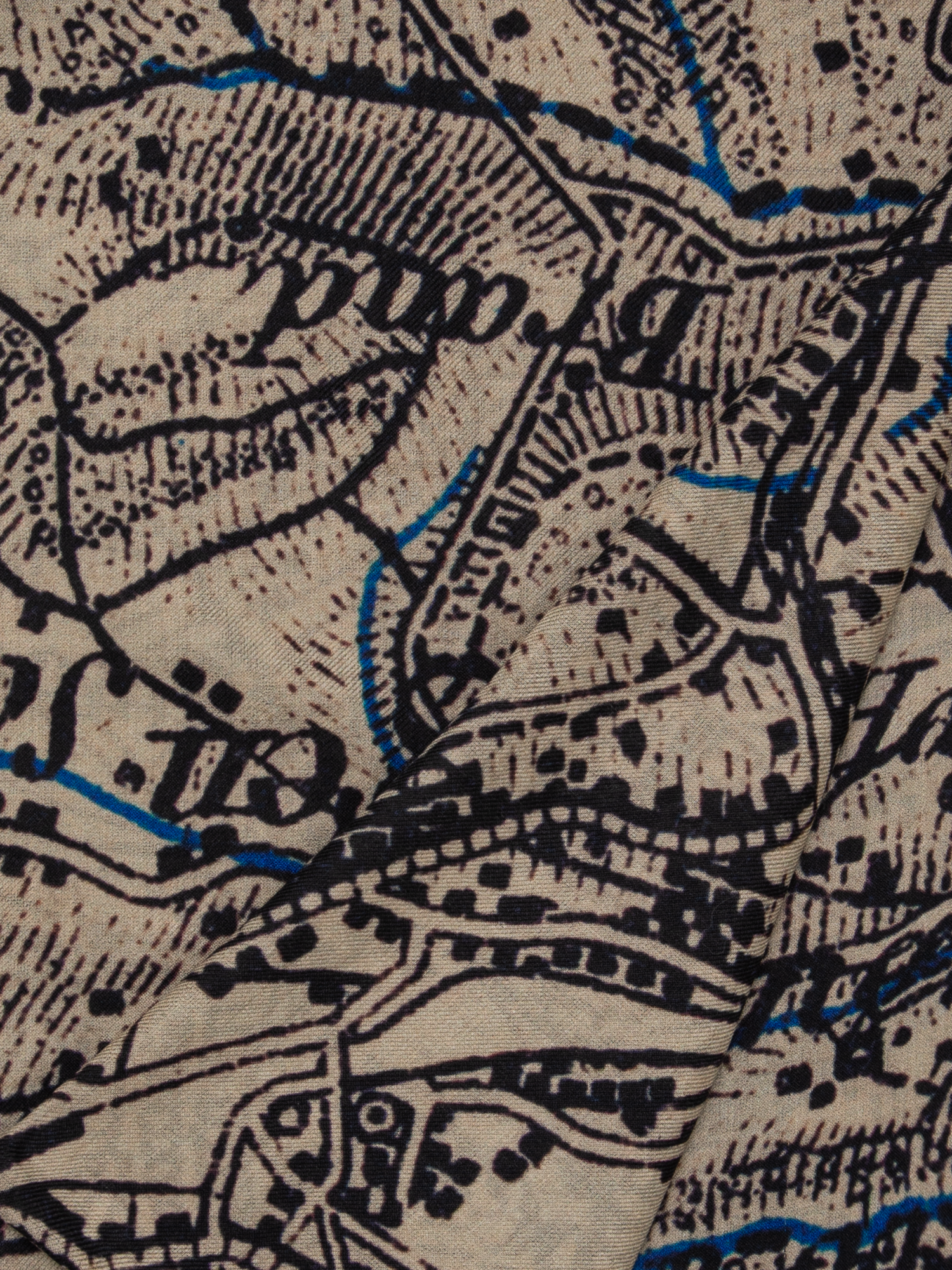 Designer Cashmere Silk Scarf with St. Gallen Map Print - multicolor - beige