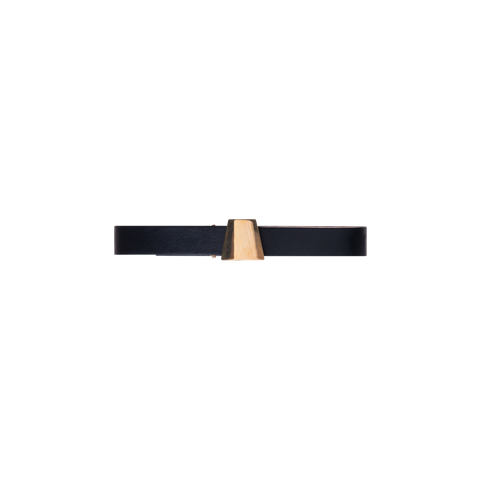 Leather Belt with Gold Trapezoid Buckle