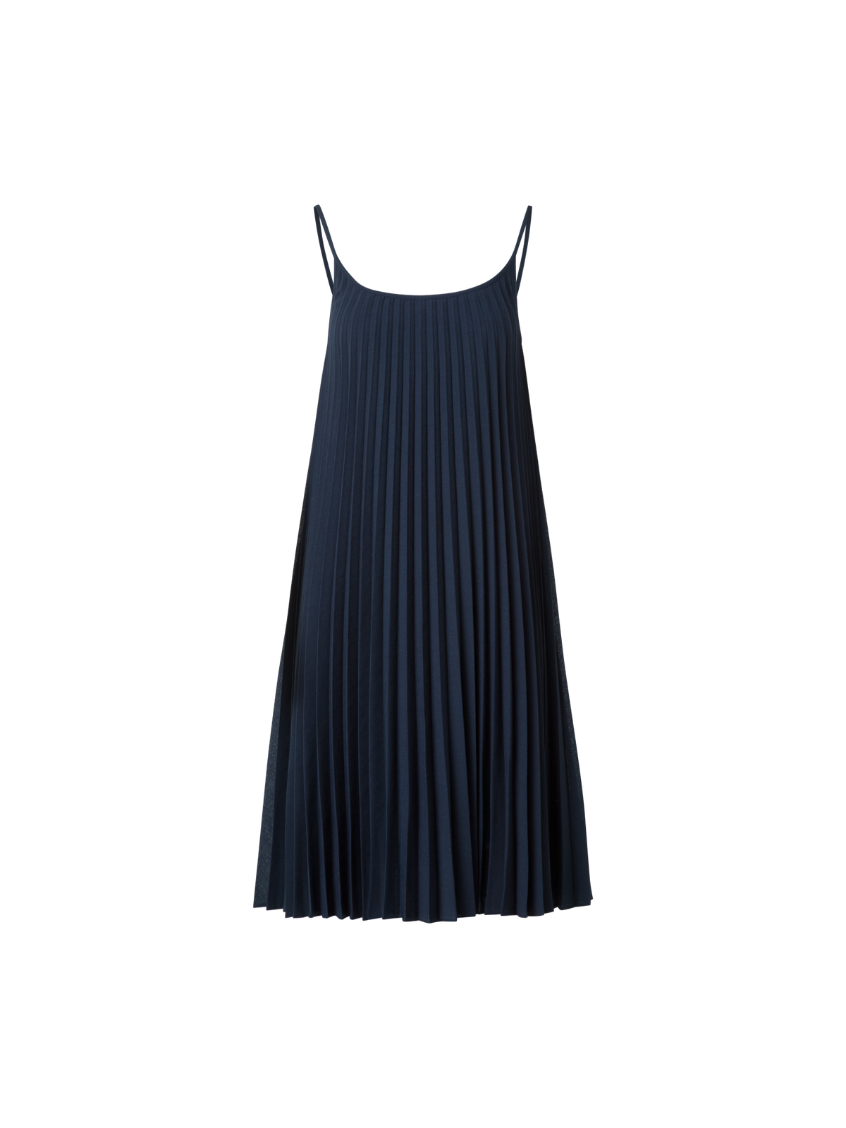 Designer A-Line Plissee Dress in Knee Length - neutral - navy - blue