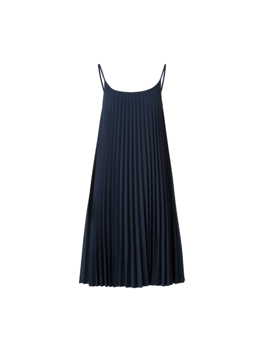 Designer A-Line Plissee Dress in Knee Length - neutral - navy - blue