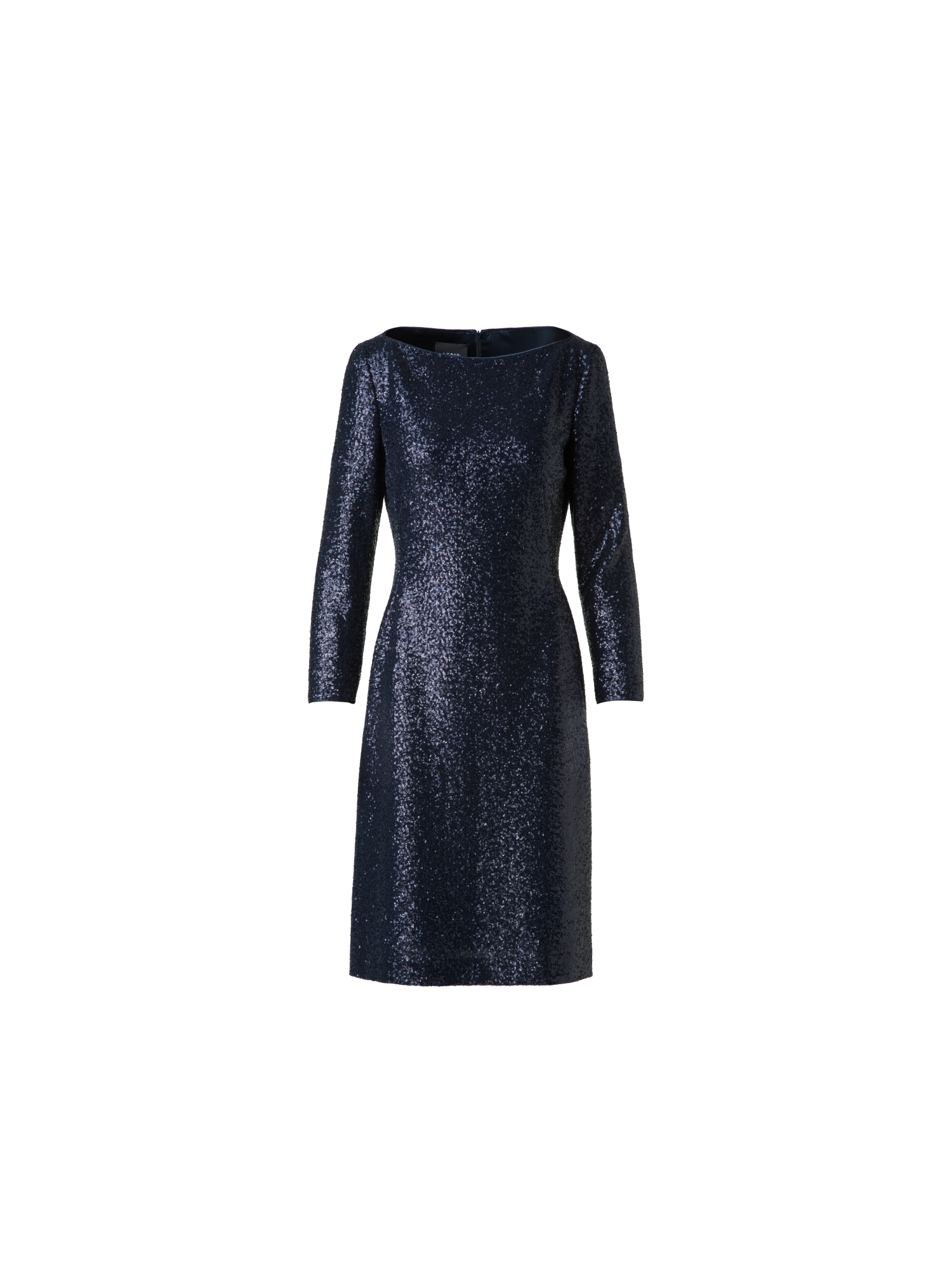 Designer Sequined Sheath Dress in A-Line - navy - blue