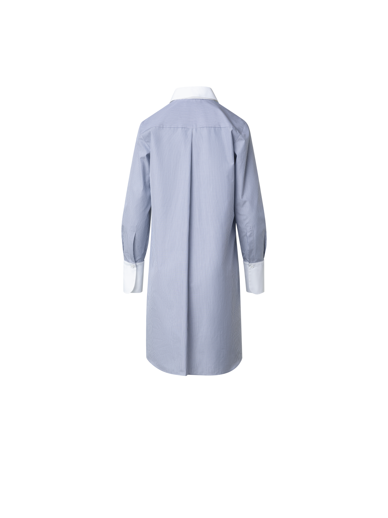 Designer Striped Shirt Dress with Removable Collar - multicolor