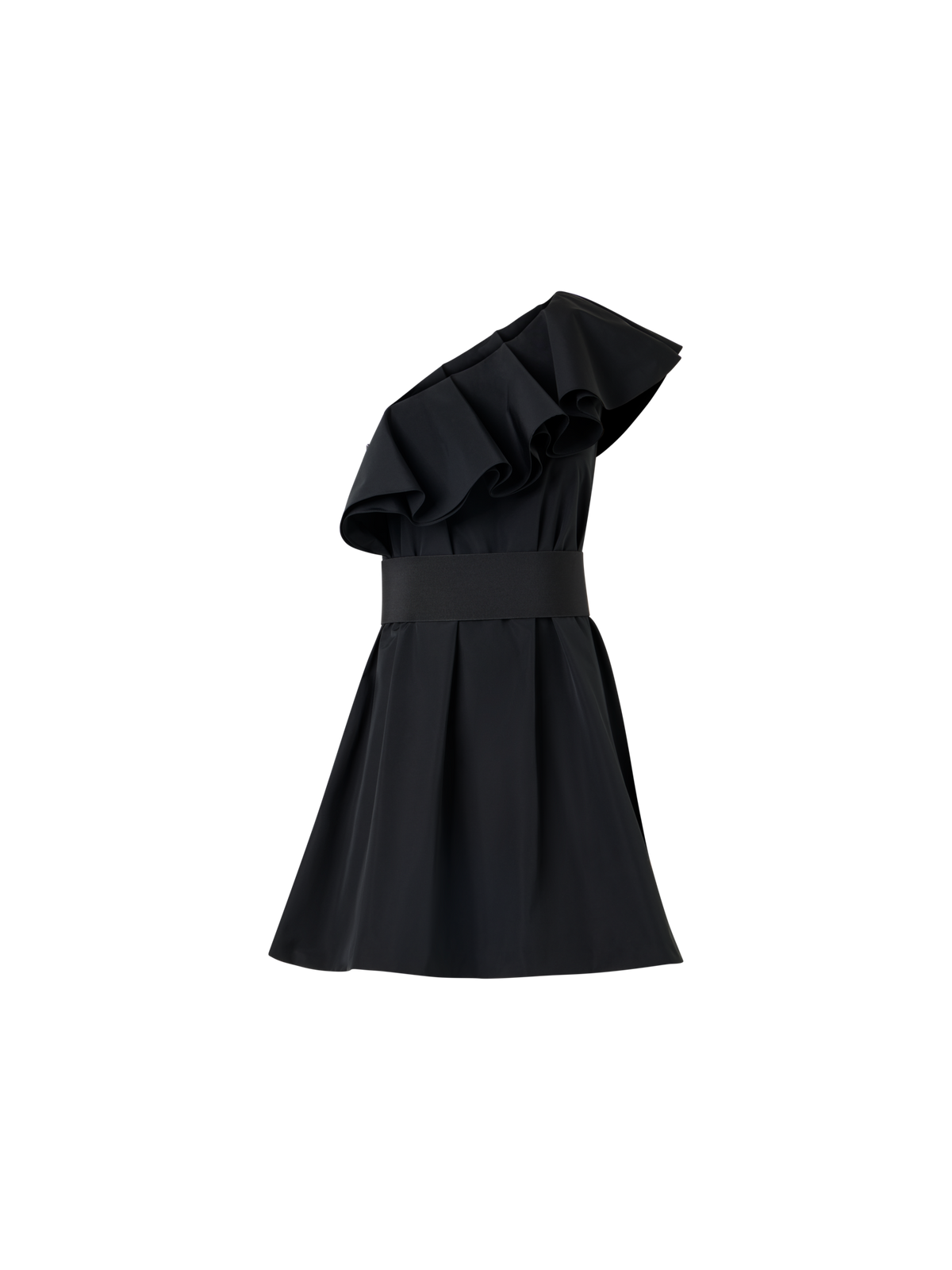 Designer Cotton-Blend Taffeta One-Shoulder Dress - black