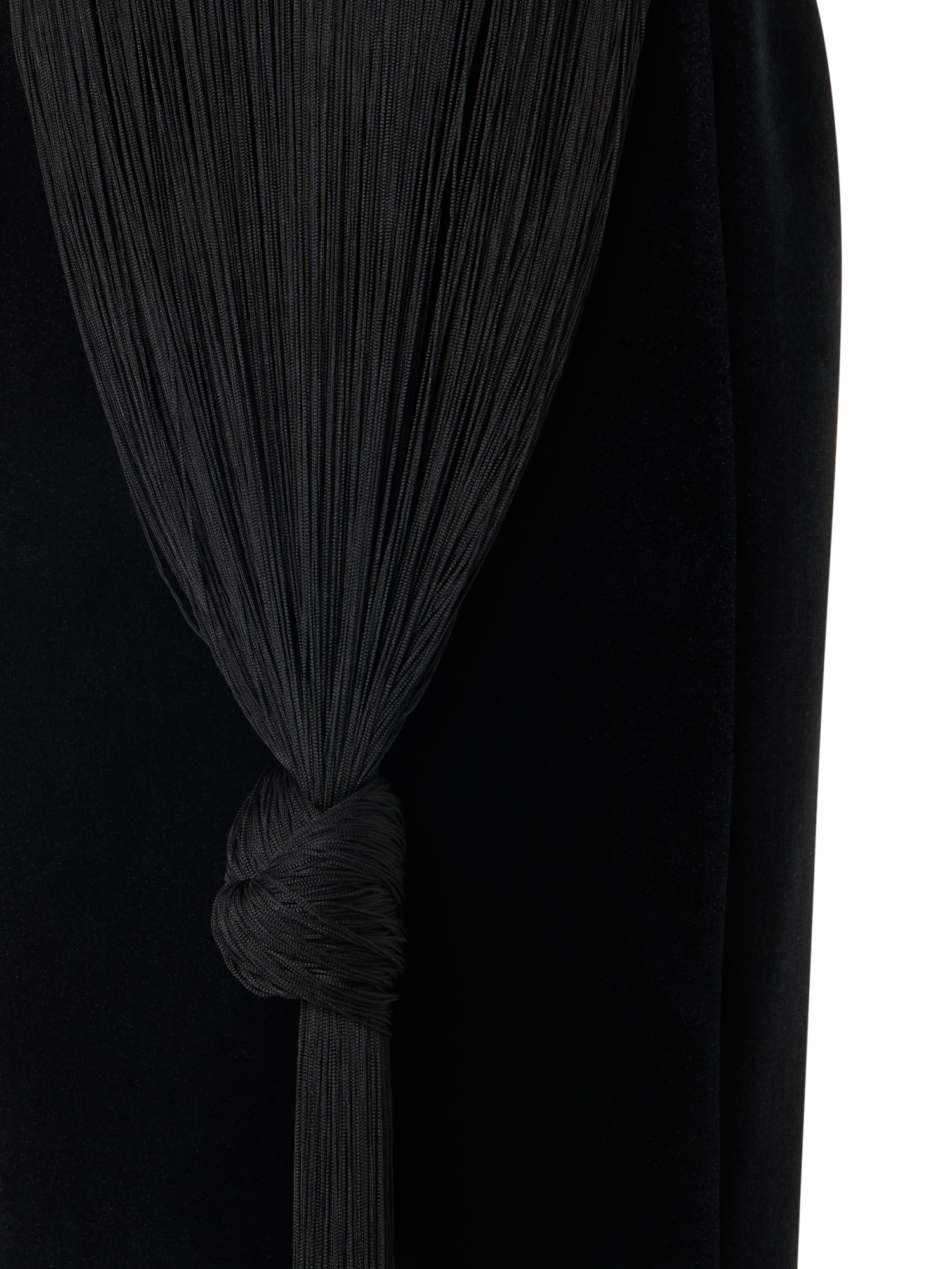 Designer Velvet Neoprene Pencil Skirt with The Fringe Knot - black