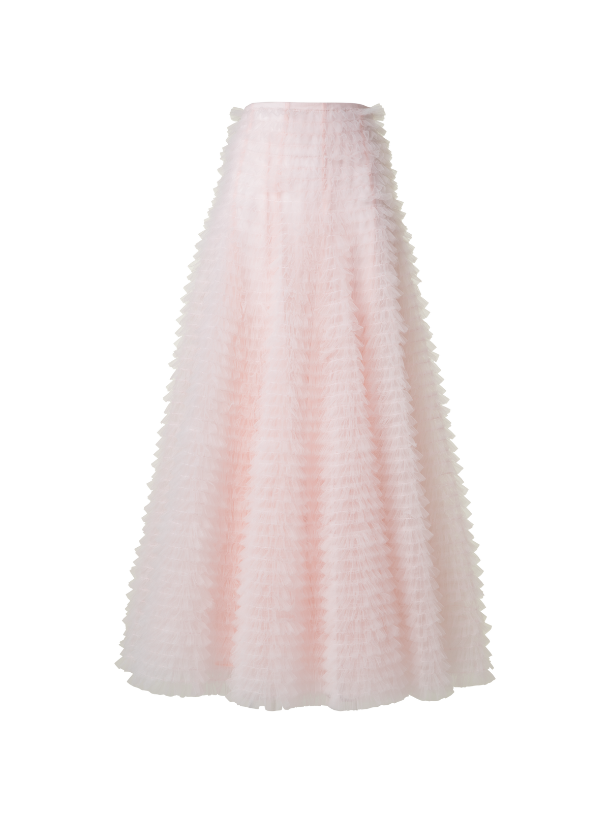Designer Ruched Tulle Maxi Skirt - pastel - pink