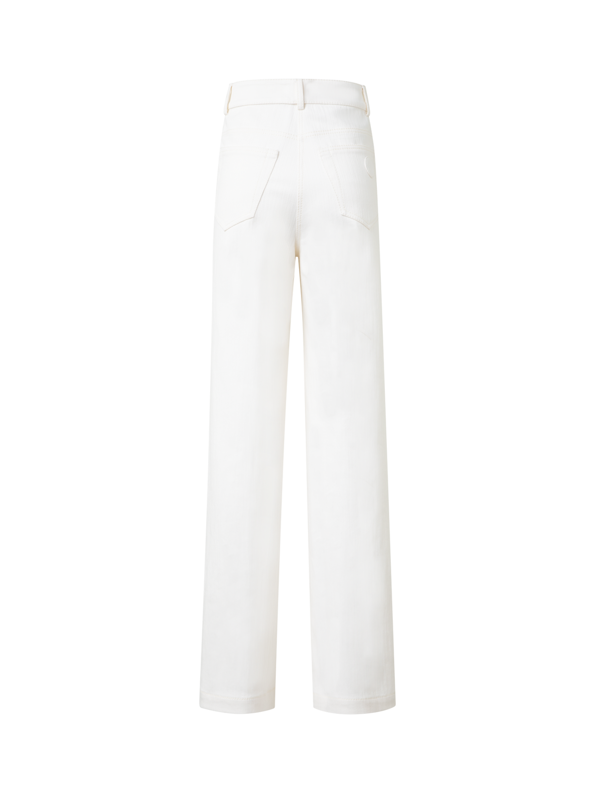 Designer Wide Cotton Denim Stretch Pants - ecru - white
