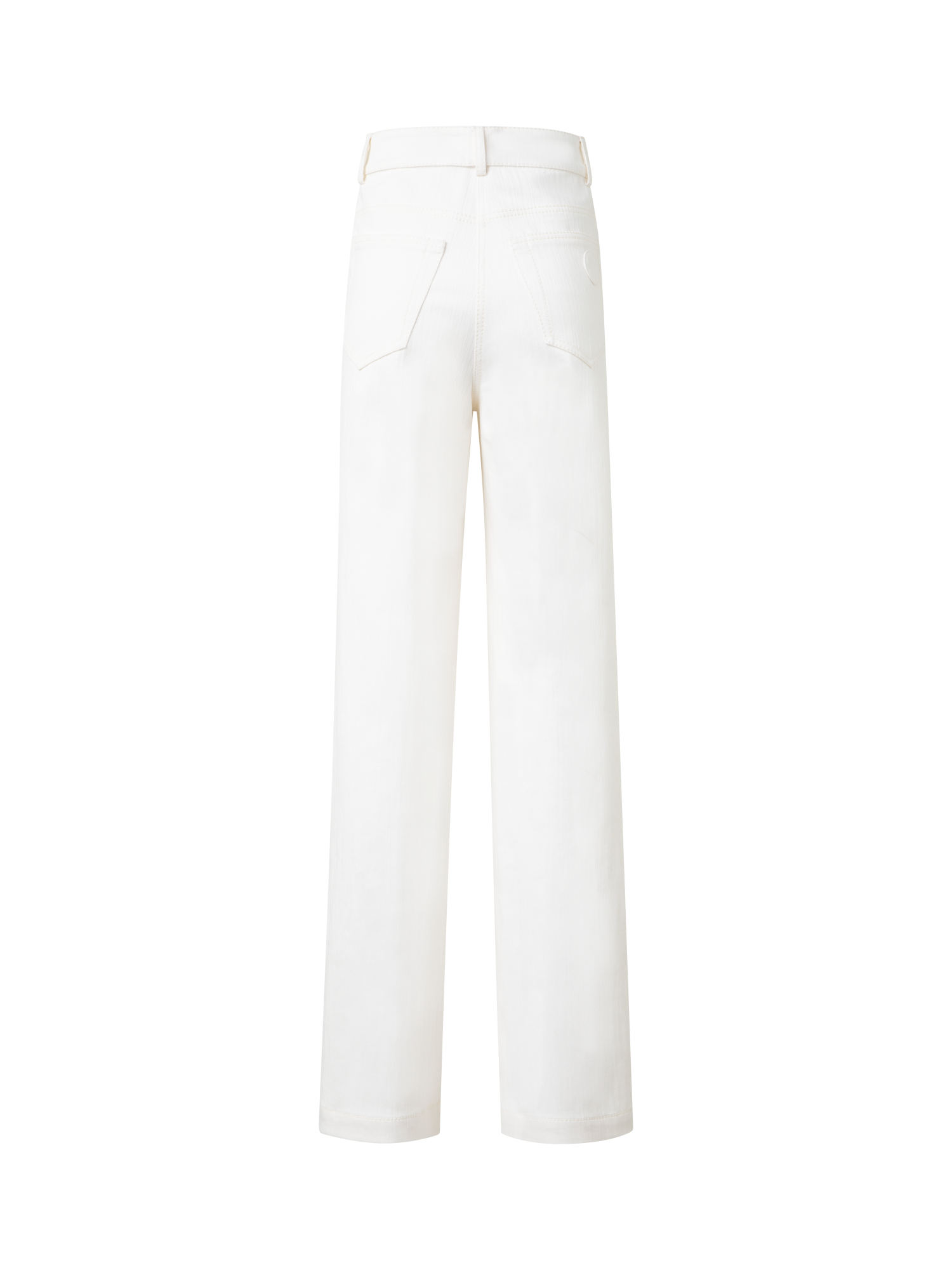 Designer Wide Cotton Denim Stretch Pants - ecru - white