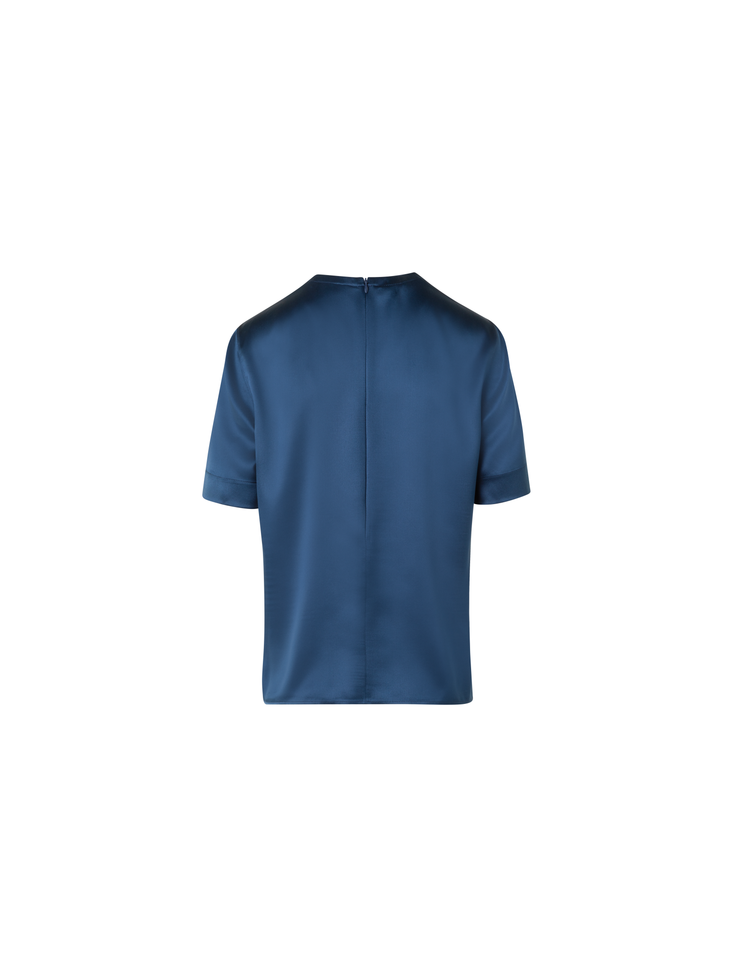 Designer T-Shirt Blouse in Silk Satin - neutral - navy - blue