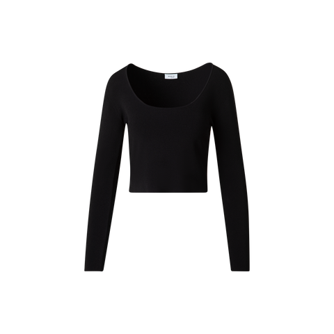 Cropped Long Sleeves Knit Top in Viscose