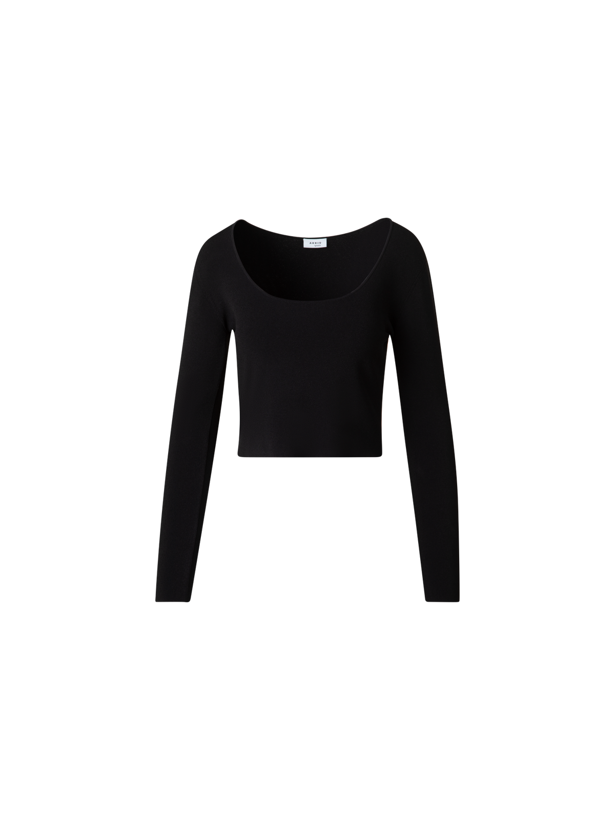 Designer Cropped Long Sleeves Knit Top in Viscose - black