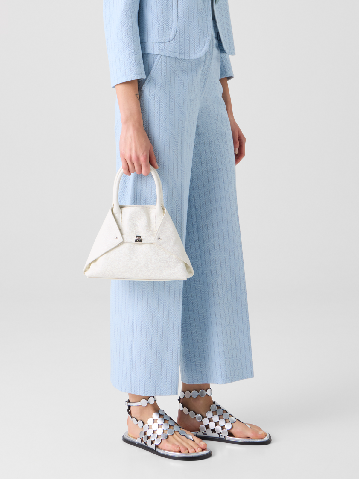 Designer Ai Little Top Handle Tote Bag - neutral - white #editorial