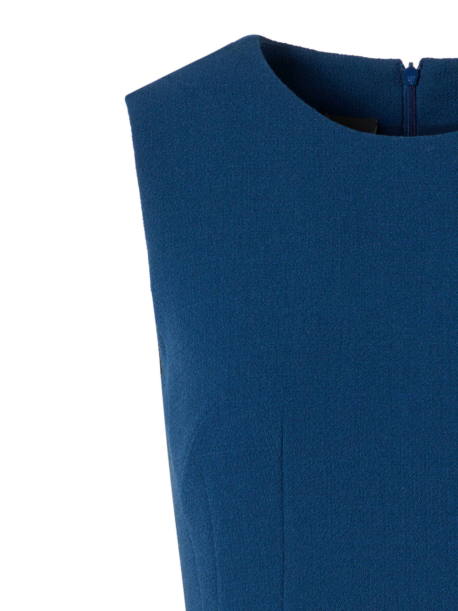 Designer Sleeveless Wool-Crêpe Double-Face Sheath Dress - blue