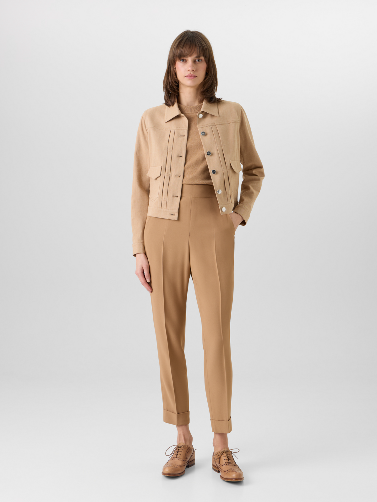 Designer Chris Tapered Pants in Acetate-Viscose Crêpe - brown #editorial
