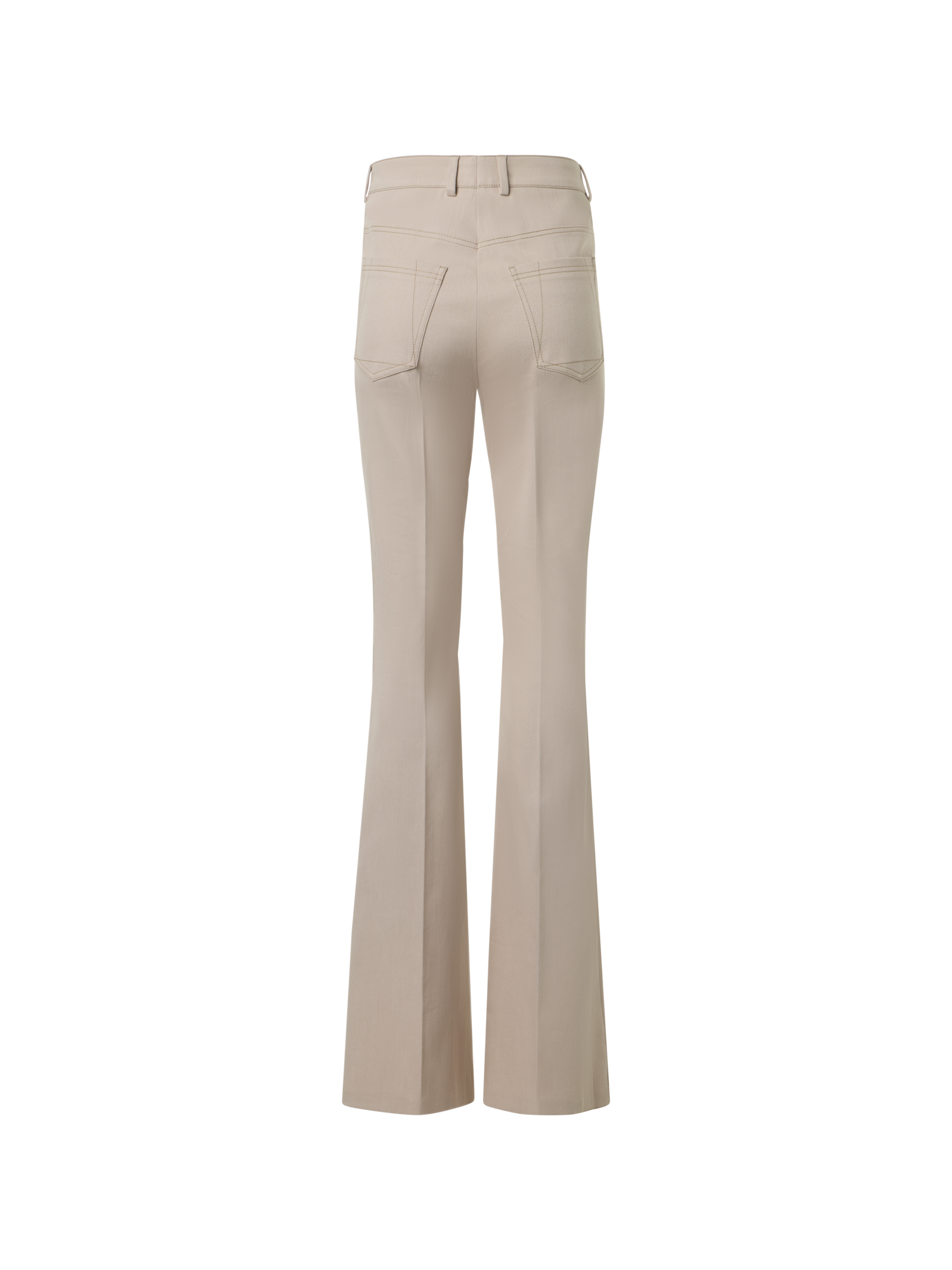 Designer Bootcut Cotton Denim Stretch Pants - beige