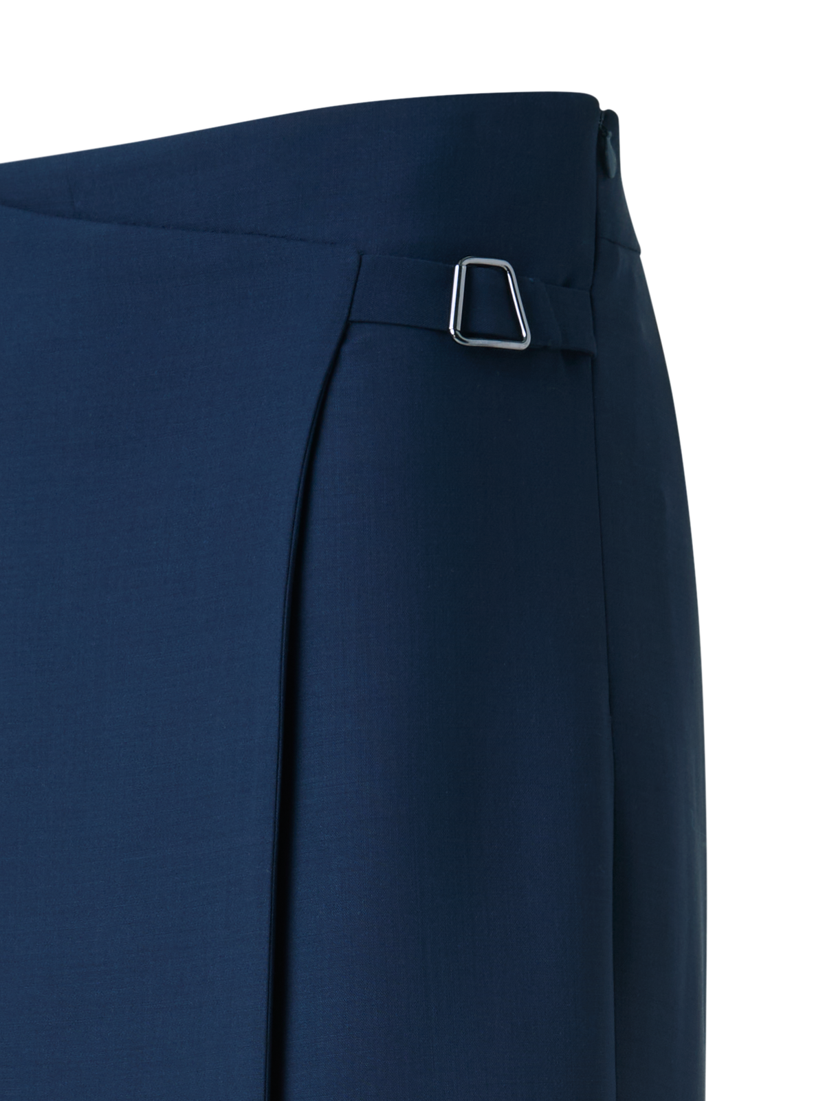 Designer Straight Wool Double-Face Pants with Apron Wrap - neutral - navy - blue