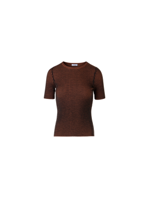 Designer Short-Sleeve Merino Wool Knit Sweater - multicolor