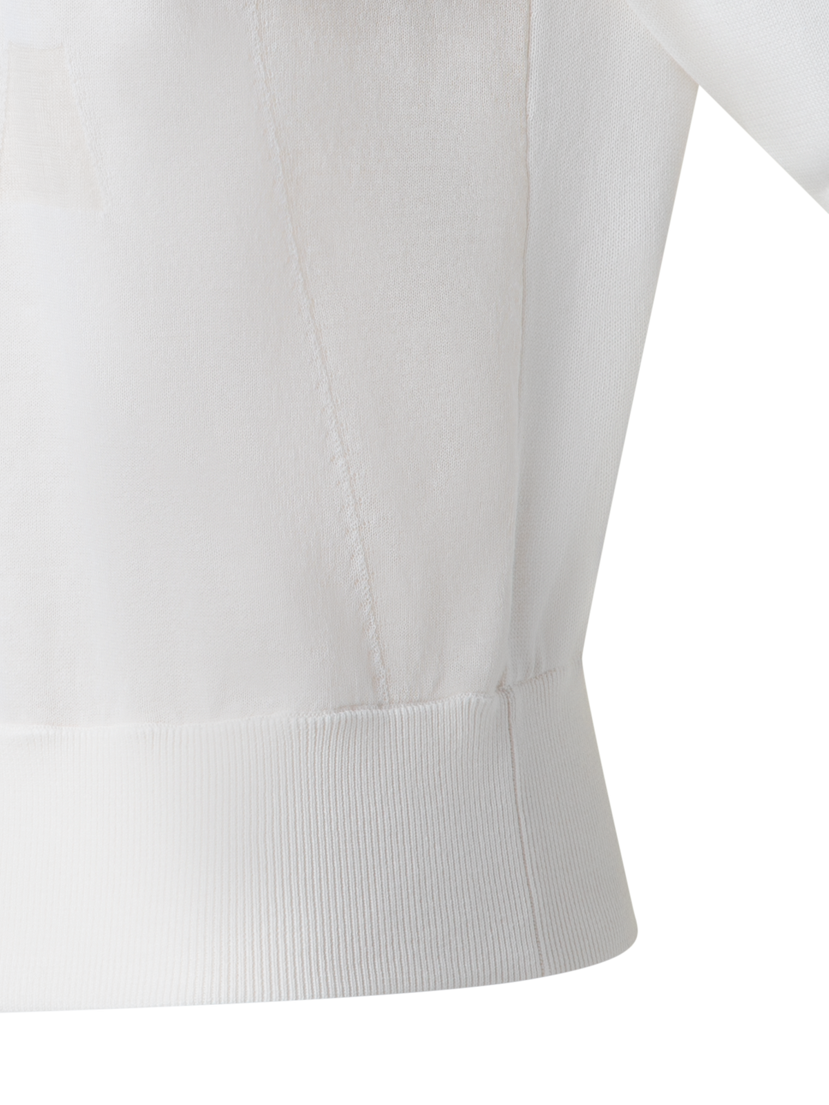 Designer Cotton Knit Cardigan with Trpezoid Jacquard  - ecru - white