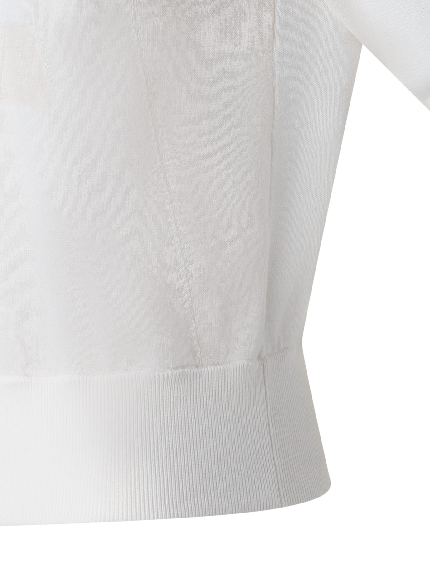 Designer Cotton Knit Cardigan with Trpezoid Jacquard  - ecru - white