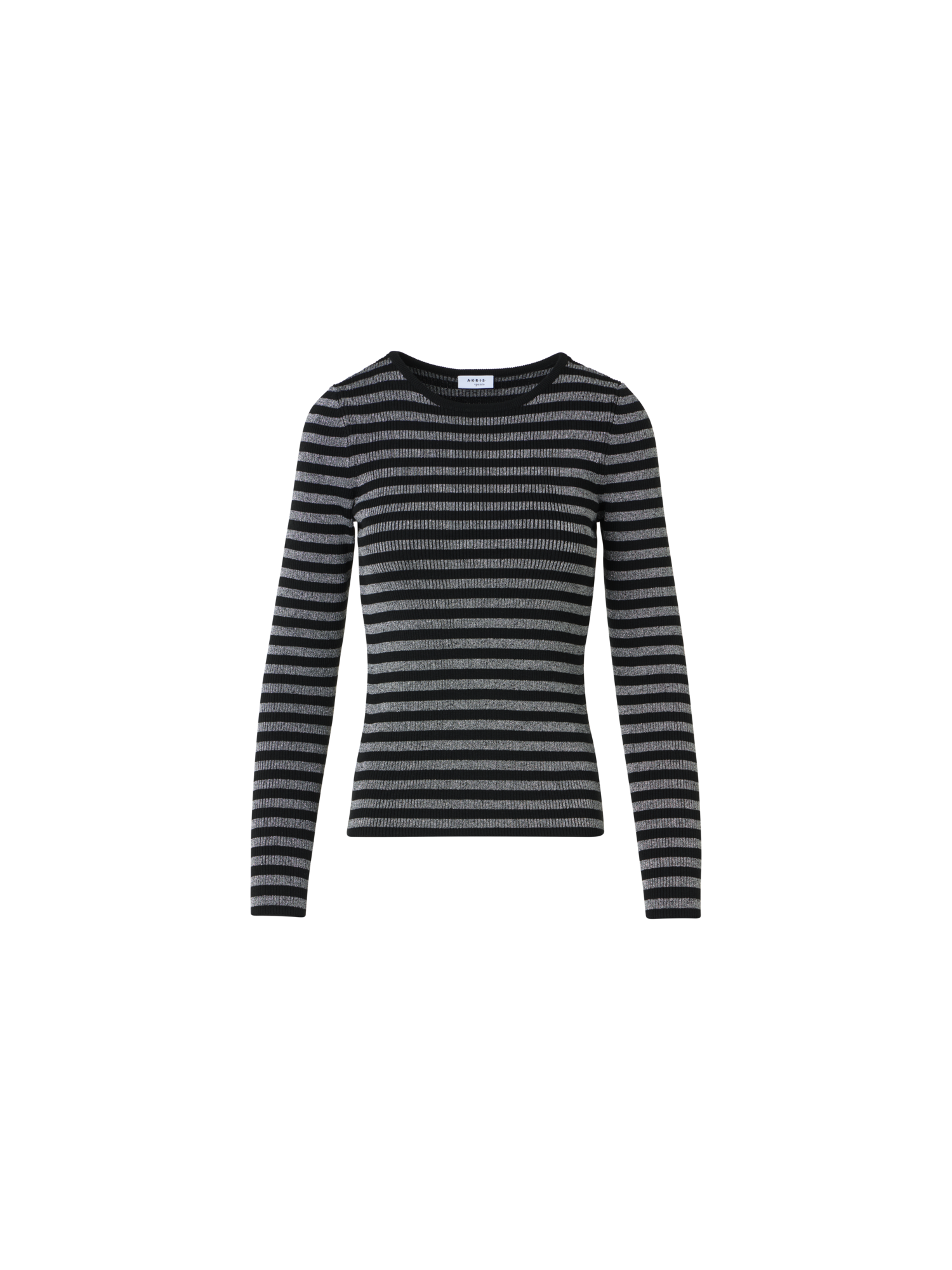 Designer Merino Wool Sweater with Metallic Shine - black - silver