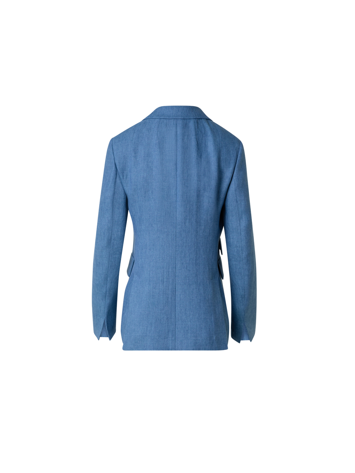 Designer Long Linen Gabardine Jacket with Peak Lapel - blue