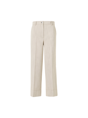 Designer High-Waist Cropped Wide Leg Denim Pants - ecru