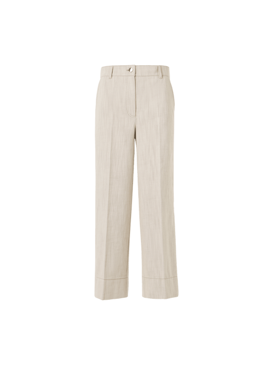 Designer High-Waist Cropped Wide Leg Denim Pants - ecru
