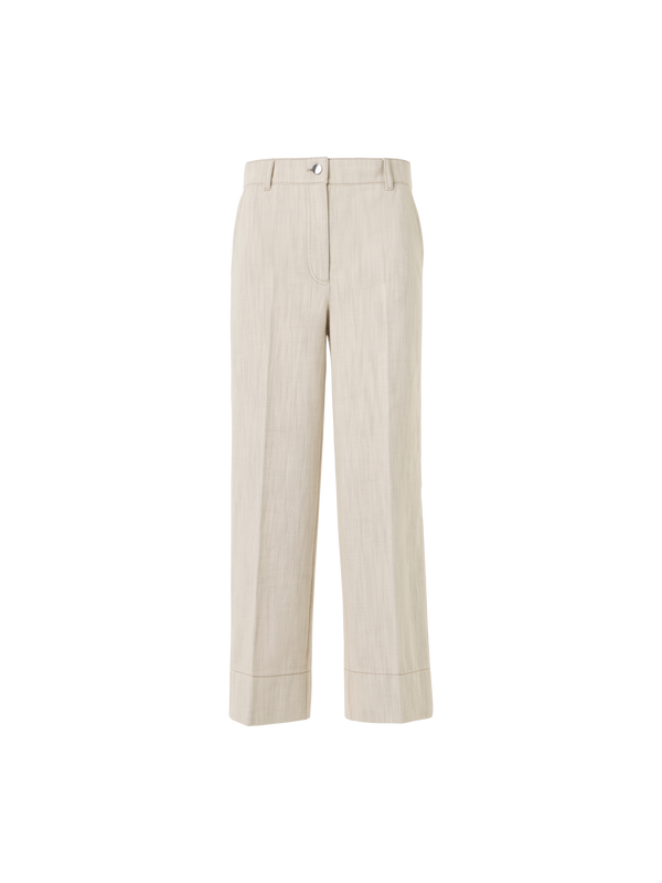 Designer High-Waist Cropped Wide Leg Denim Pants - ecru