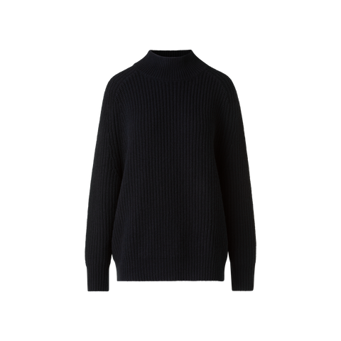Oversized Wool Cashmere Mock Neck Knit Sweater