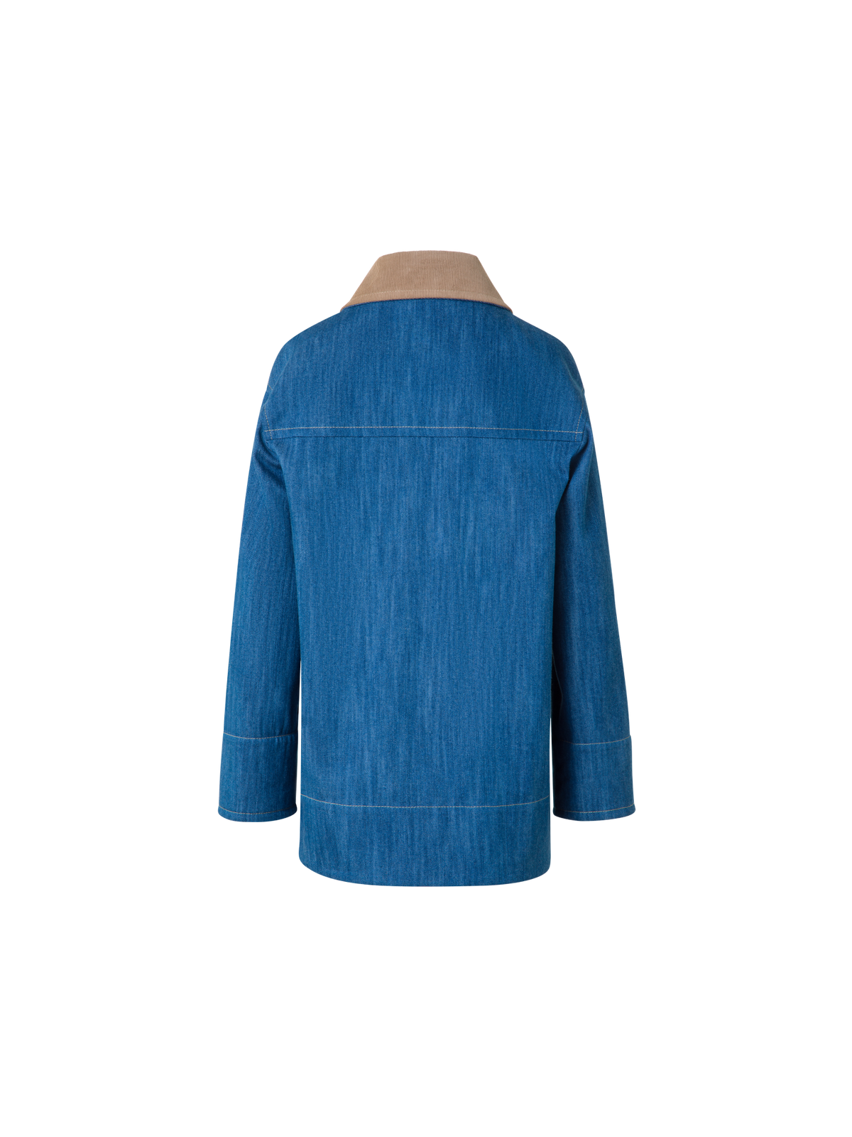 Designer Oversized Cotton Stretch Denim Parka - blue - multicolor